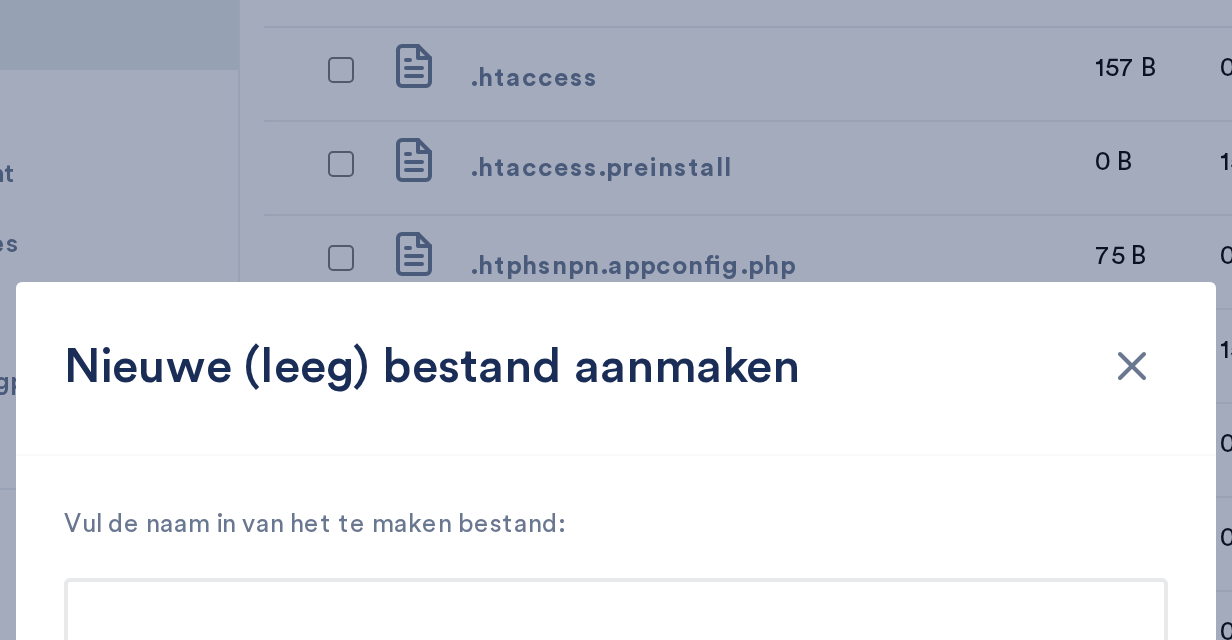Het venster om een nieuw leeg bestand aan te maken