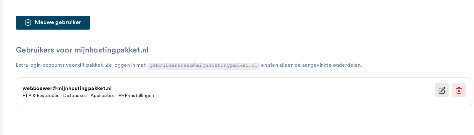 Het gebruikersoverzicht met een extra gebruiker en zijn rechten