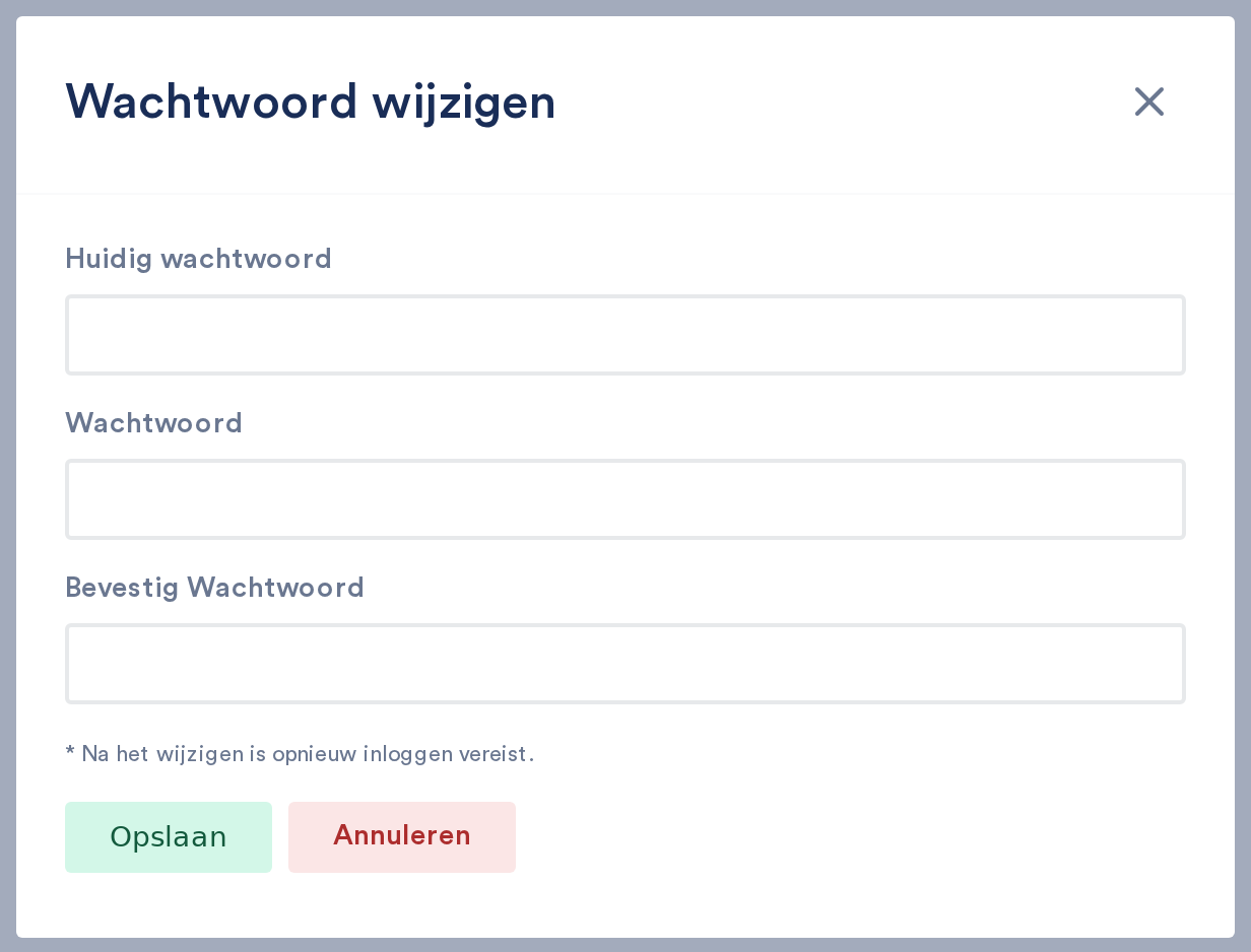 Het venster Wachtwoord wijzigen